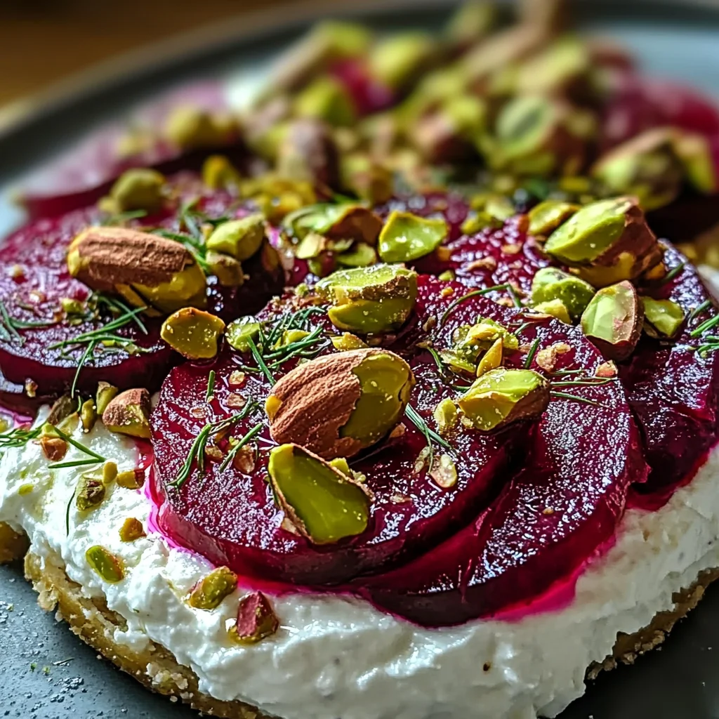 Feta battue, betteraves, pistaches