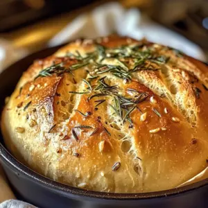 Rustic No-Knead Rosemary Garlic Bread