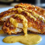 Savory Pretzel Chicken with Mustard-Cheddar Sauce Delight