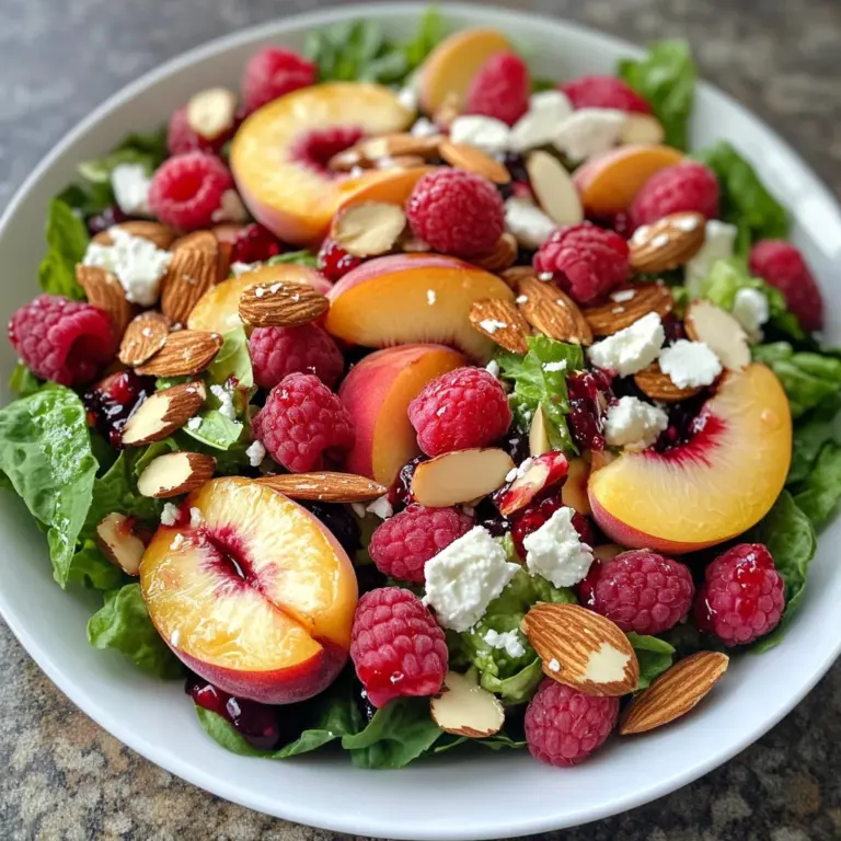 White Peach Raspberry Almond Salad