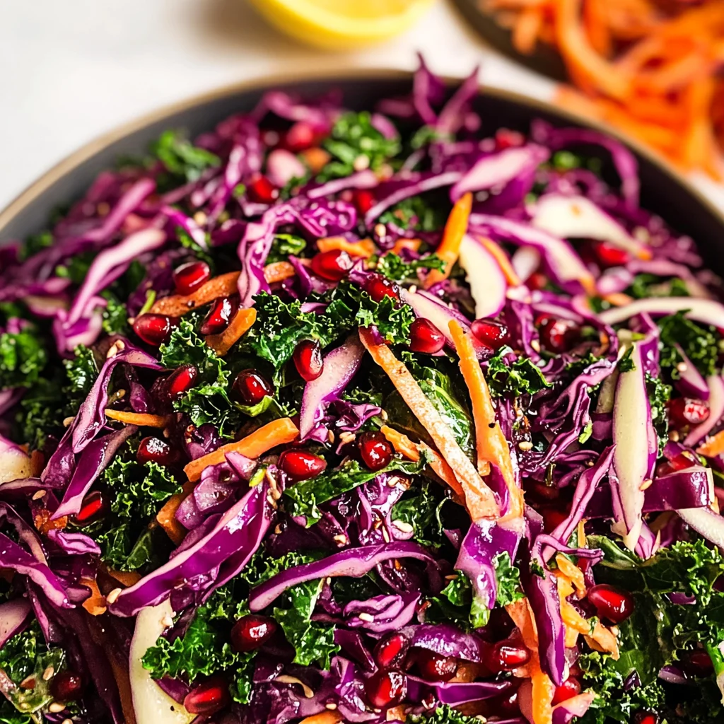 Winter Salad with Red Cabbage, Kale and Pomegranate