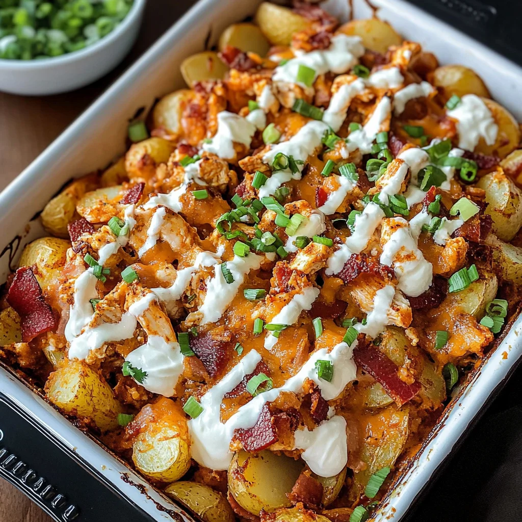Buffalo Chicken Roasted Potato Bake