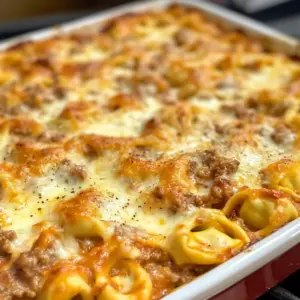 Cheesy Baked Tortellini Casserole With Meat Sauce