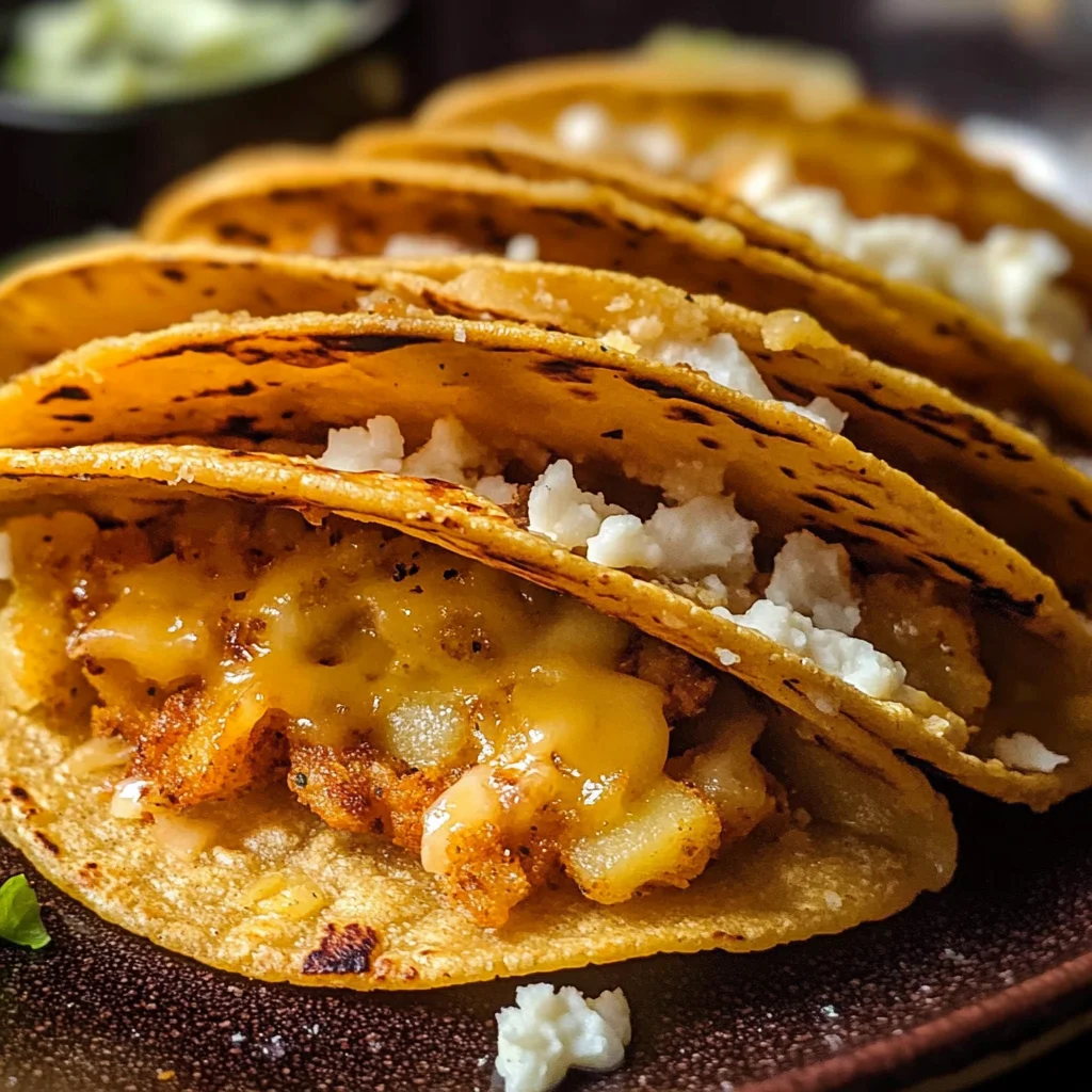 Cheesy Potato Tacos (Tacos de Papa)