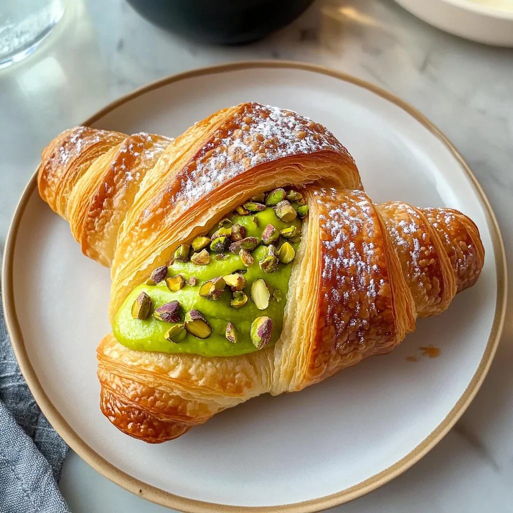 Golden Pistachio Croissants - flirtyfood