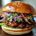 Korean BBQ Chicken Sandwich with Cabbage Slaw
