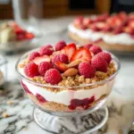 Berry cheesecake with almond crumble