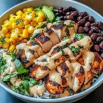 Chipotle Chicken Bowl with Black Beans, Corn, & Creamy Sauce