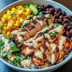 Chipotle Chicken Bowl with Black Beans, Corn, & Creamy Sauce