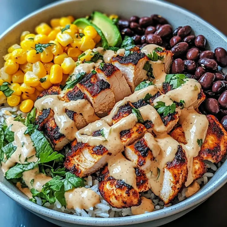 Chipotle Chicken Bowl with Black Beans, Corn, & Creamy Sauce