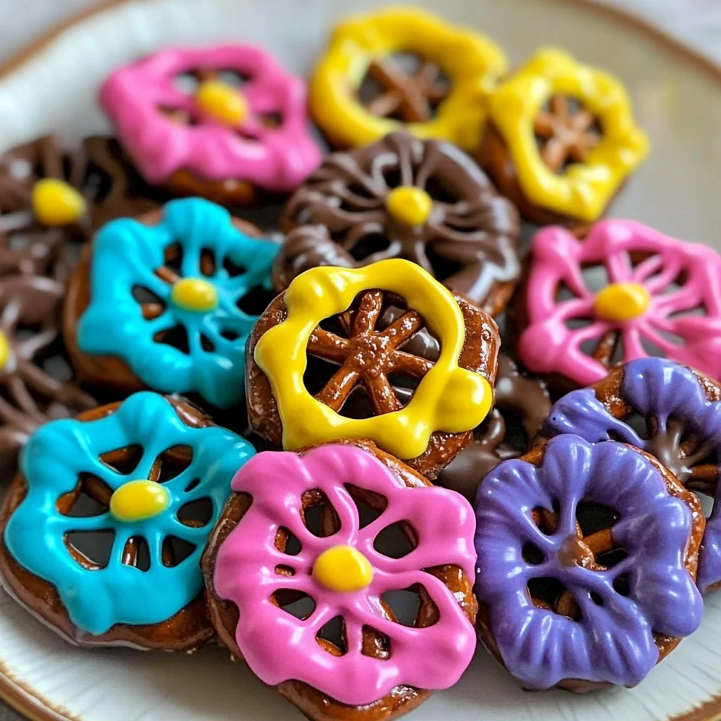 Chocolate Covered Pretzel Flowers