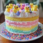 Easter Peep Cake with Multi-Colored Layers
