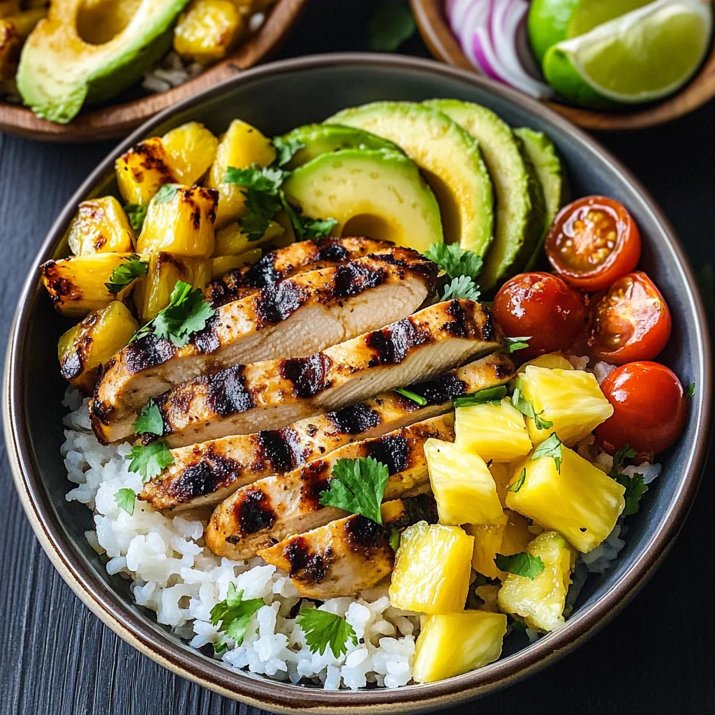 Grilled Chicken and Pineapple Bowls with Coconut Rice Recipe