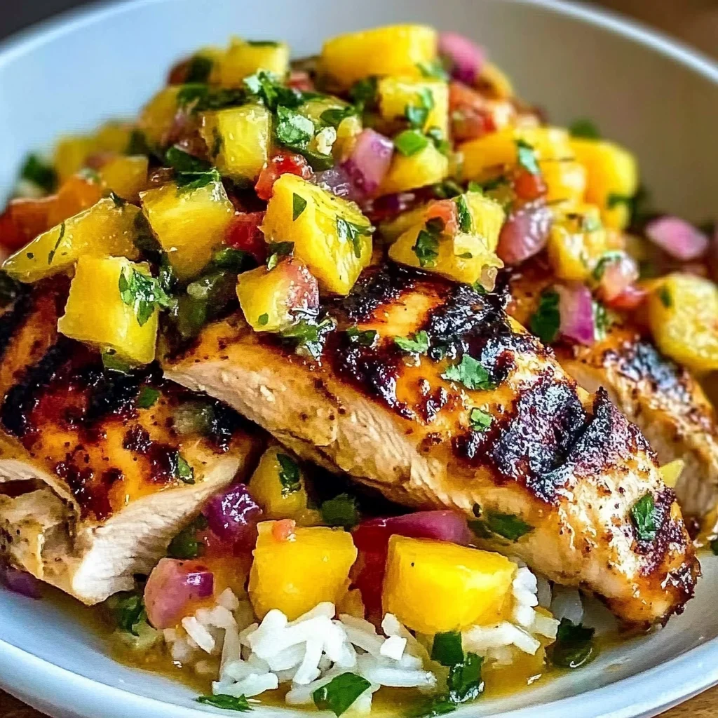 Lemon Ginger Chicken with Pineapple Mango Salsa