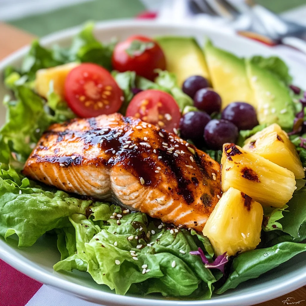 Teriyaki Sesame Grilled Salmon Salad