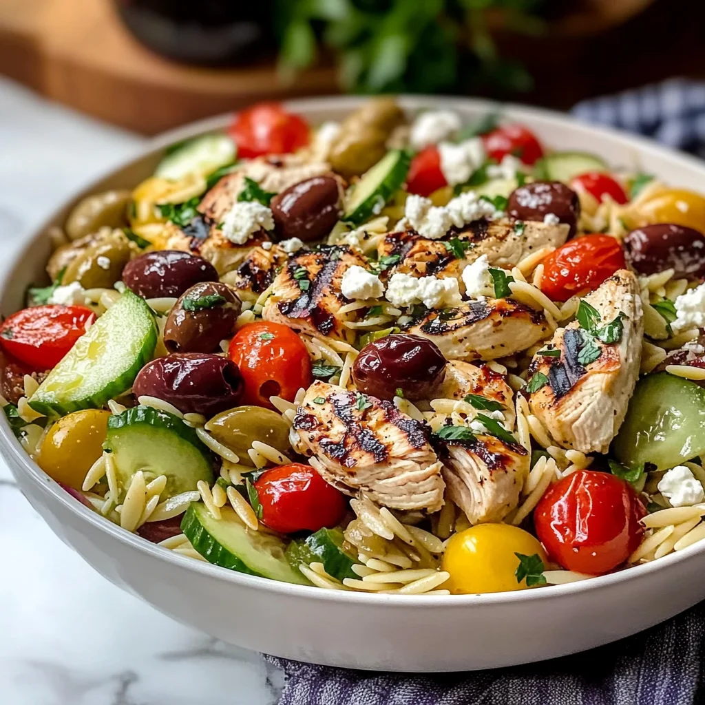 Balsamic Mediterranean Orzo and Chicken Salad - Homefoodkitchen