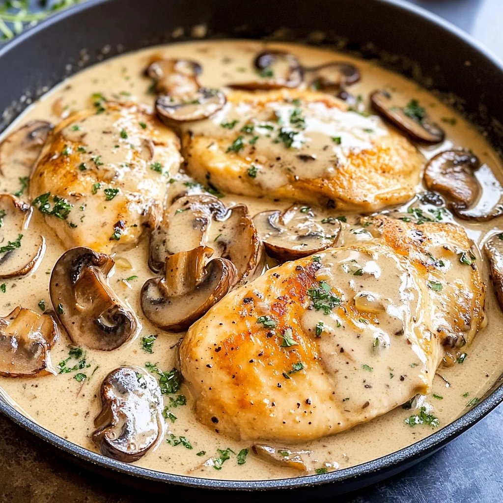 Chicken with Garlic Mushroom Sauce