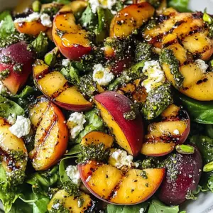 Grilled Peach Salad with Basil Vinaigrette