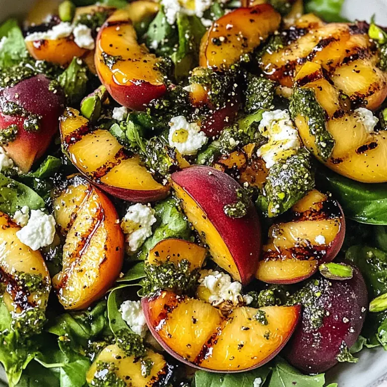 Grilled Peach Salad with Basil Vinaigrette