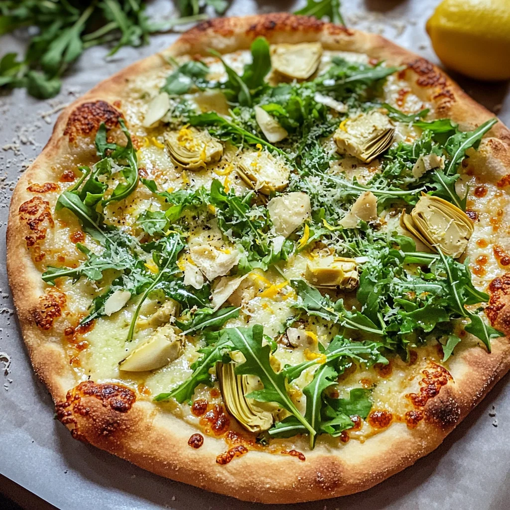 Lemon Artichoke Arugula Pizza