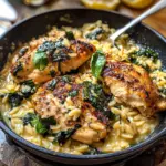 Lemon Cream Sauce Smothered Chicken and Orzo