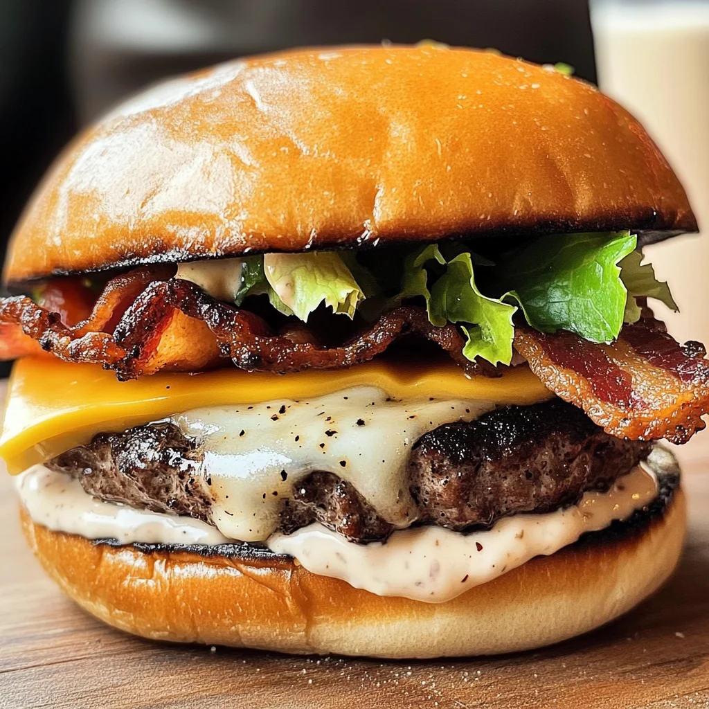 Pepper Crusted Turkey Bacon Cheeseburgers