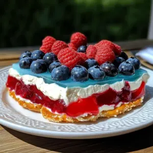 Red White and Blue Pretzel Salad