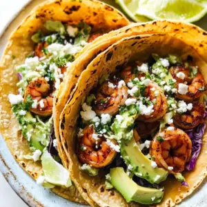 Spicy Shrimp Tacos with Garlic Cilantro Lime Slaw