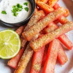 Spicy Watermelon Fries with Coconut Lime Dipping Sauce