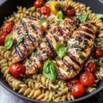 Tomato Basil Pasta with Balsamic Grilled Chicken