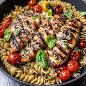 Tomato Basil Pasta with Balsamic Grilled Chicken