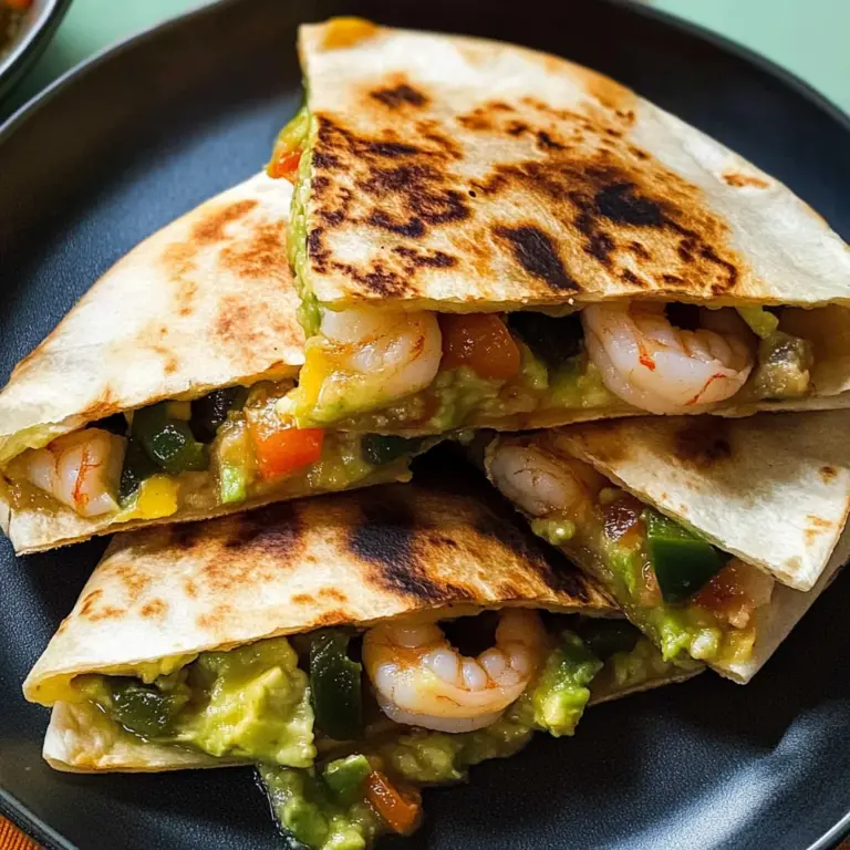 Avocado Green Chile Shrimp Quesadillas